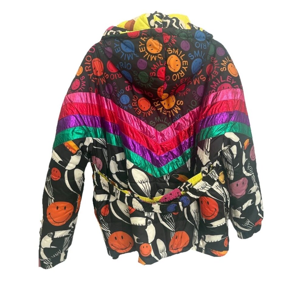 NWT Farm Rio Smiley World Toucans Reversible Puffy Jacket $350 MSRP - Picture 2 of 5